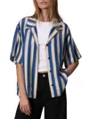 Rag & Bone Women's Declan Silk Striped Camp Shirt In Blue