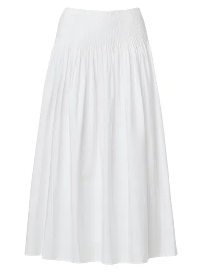Rag & Bone Women's Elena Pintuck Cotton Poplin Maxi Skirt In White