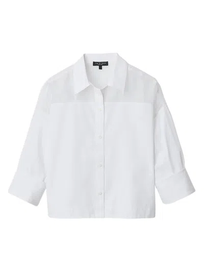 Rag & Bone Elly Short Sleeve Shirt In White