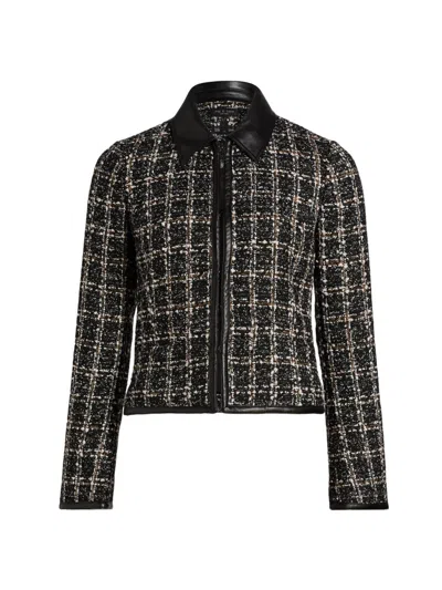 Rag & Bone Women's Eloise Plaid Zip-front Blazer In Black