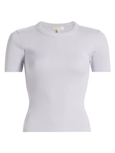 Rag & Bone Women's Essential Rib Stretch-cotton Crewneck T-shirt In Purple