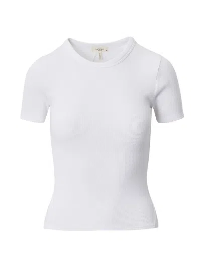 Rag & Bone Women's Essential Rib Stretch-cotton Crewneck T-shirt In White