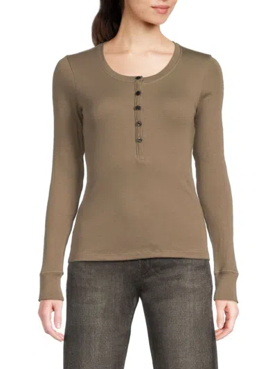 Rag & Bone Women's Essie Ribbed Henley In Gray