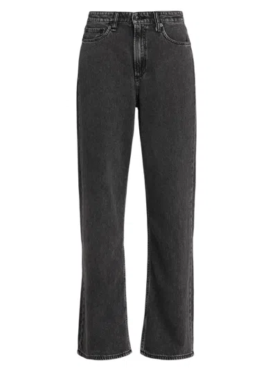 Rag & Bone Featherweight Logan High Waist Wide Leg Jeans In Black