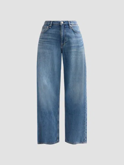 Rag & Bone Flexi Andi High Rise Full Length Wide Leg Jeans In Toni In Blue