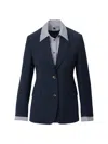 Rag & Bone Frank Mixed-media Single-breasted Wool Blazer In Blue