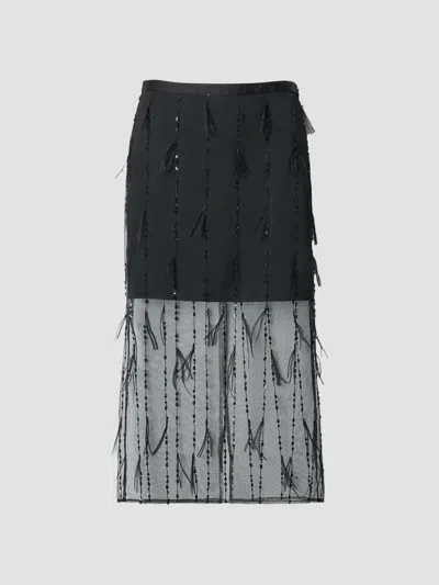 Rag & Bone Women's Geena Feathered Organza Skirt In Black