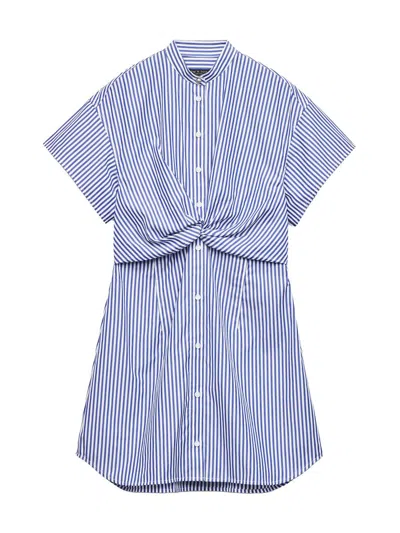 Rag & Bone Women's Gretchen Stripe Poplin Twist Mini Shirtdress In Blue