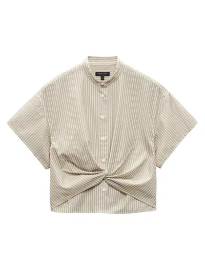 Rag & Bone Women's Gretchen Striped Poplin Twist Shirt In Neutral