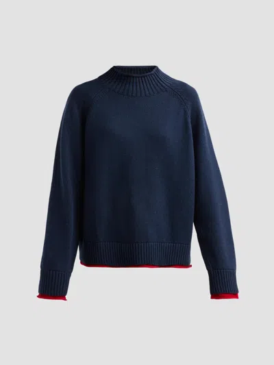 Rag & Bone Women's Hazel Rollneck Cotton-wool Sweater In Blue