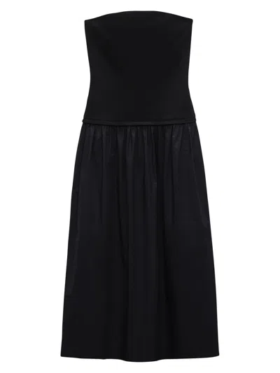 Rag & Bone Irina Mixed Media Strapless Maxi Dress In Black