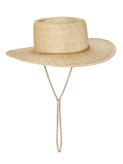 Rag & Bone Women's Jacque Chain-link Straw Boater Hat In Gold