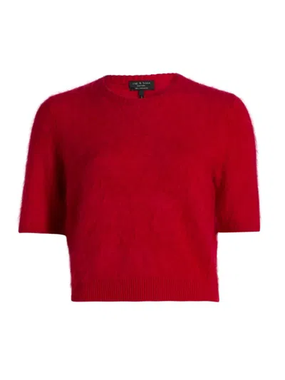 Rag & Bone Jada Brushed Cashmere Short Sleeve Crew In Red