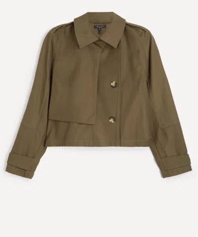 Rag & Bone Jamie Double Breasted Crop Cotton Trench Coat In Green