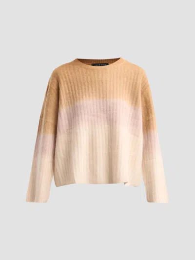 Rag & Bone Jane Brushed Ombre Crew Cammt In Brown