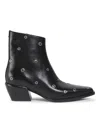 Rag & Bone Joni Grommet Leather Ankle Booties In Black