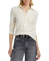 Rag & Bone Julia Long Sleeve Polo In Ivory In Multi