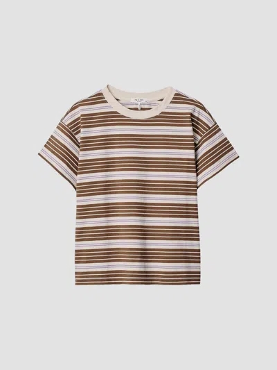 Rag & Bone Women's Kelly Striped Cotton Boxy T-shirt In Brown Multi