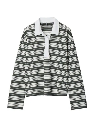 Rag & Bone Kelly Striped Long-sleeved Polo Shirt In Multi