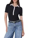 Rag & Bone The Knit Button Polo Top In Black