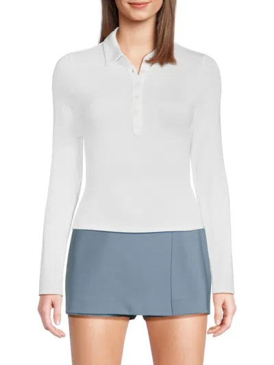 Rag & Bone Women's Lea Long-sleeve Polo Shirt In White
