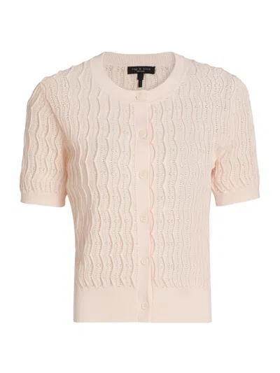 Rag & Bone Women's Leslie Short Sleeve Cardigan In Pink