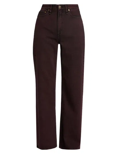Rag & Bone Women's Logan Featherweight Mid-rise Wide-leg Jeans In Brown