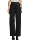 Rag & Bone Women's Lori Mid-rise Coated Detail Cotton Wide-leg Jeans In Black