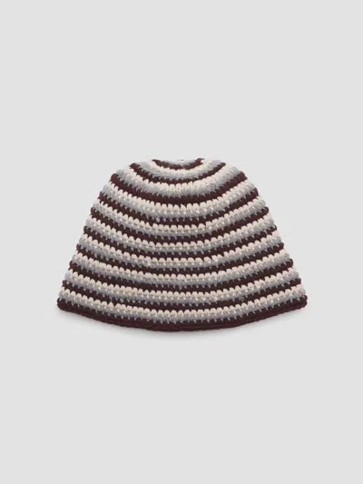 Rag & Bone Women's Lou Striped Crochet-knit Beanie Hat In Brown Multi