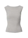 Rag & Bone Luca Stripe Rib Open Back Tee In Gray