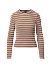 Rag & Bone Luca Striped Ribbed Long-sleeve Tee In Brown