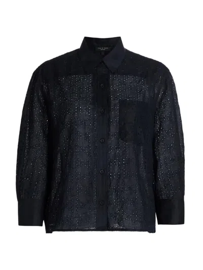 Rag & Bone Women's Lucia Embroidered Shirt In Blue