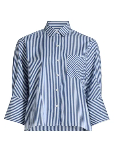 Rag & Bone Women's Lucia Striped Poplin Button-front Shirt In Blue