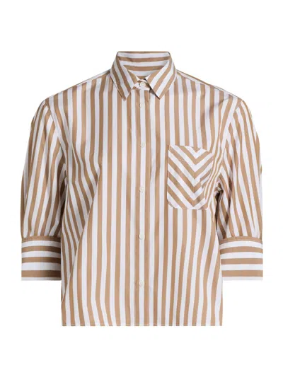 Rag & Bone Women's Lucia Striped Poplin Button-front Shirt In Brown