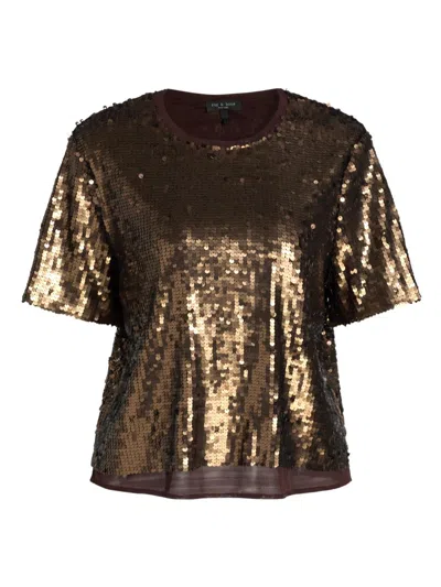 Rag & Bone Lucy Sequin Tee Coffee In Brown
