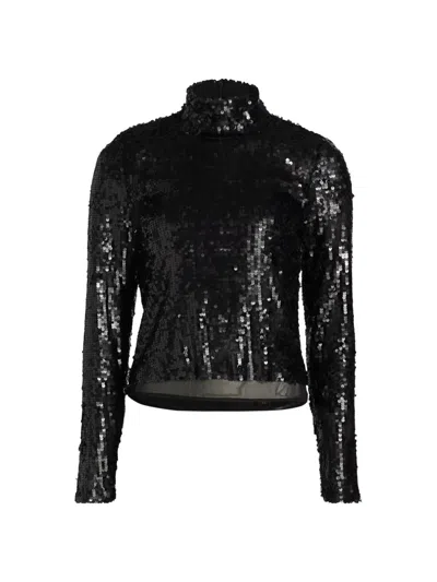 Rag & Bone Women's Lucy Sequined Mock Turtleneck Sweater In Black