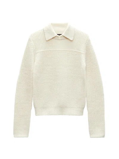 Rag & Bone Women's Madix Ribbed Wool & Alpaca Polo In White