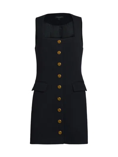 Rag & Bone Women's Mariana Textured Button-front Minidress In Black