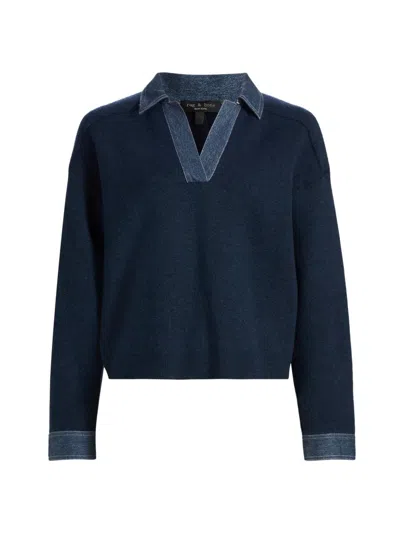 Rag & Bone Marie Denim Polo In Blue