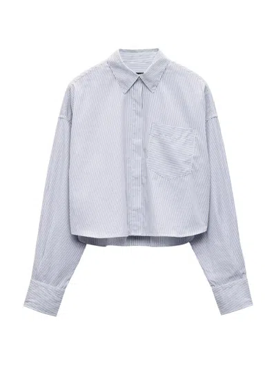 Rag & Bone Women's Marin Striped Cotton Crop Shirt In White