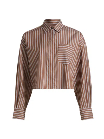 Rag & Bone Marin Cropped Striped Shirt In Brown