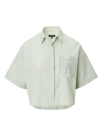 Rag & Bone Marin Short-sleeved Striped Shirt In Green