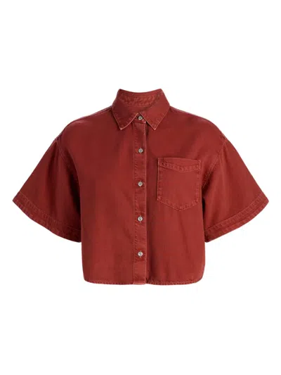 Rag & Bone Women's Marin Ultra Featherweight Denim Crop Top In Red