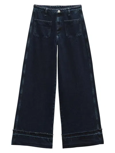 Rag & Bone Women's Marina Denim Mid-rise Wide-leg Jeans In Blue