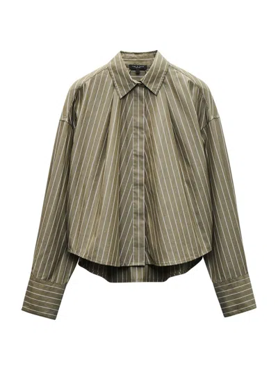 Rag & Bone Women's Martha Striped Poplin Shirt In Green