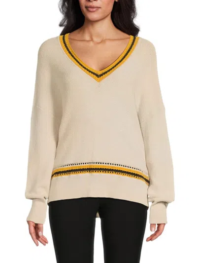 Rag & Bone Women's Meghan Crochet Trim Cotton-blend Sweater In Neutral