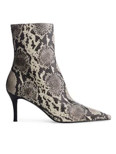 Rag & Bone Women's Mercer 75mm Snake-embossed Leather Boots In White
