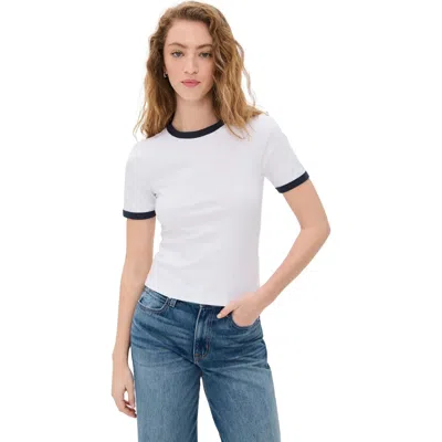 Rag & Bone Women's Mia Ringer Short Sleeve Tee, White Multi