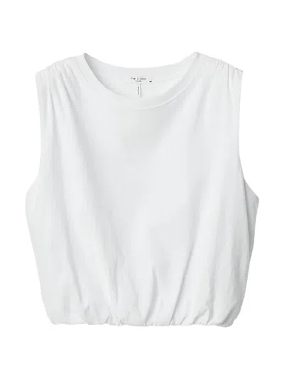 Rag & Bone Women's Mica Bubble-hem Cotton Crop Top In White