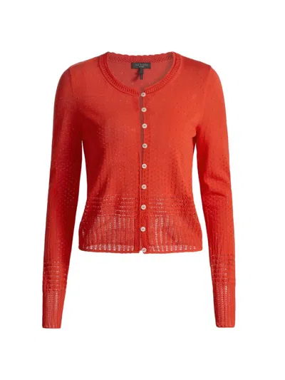 Rag & Bone Women's Michelle Pointelle Knit Cardigan In Red